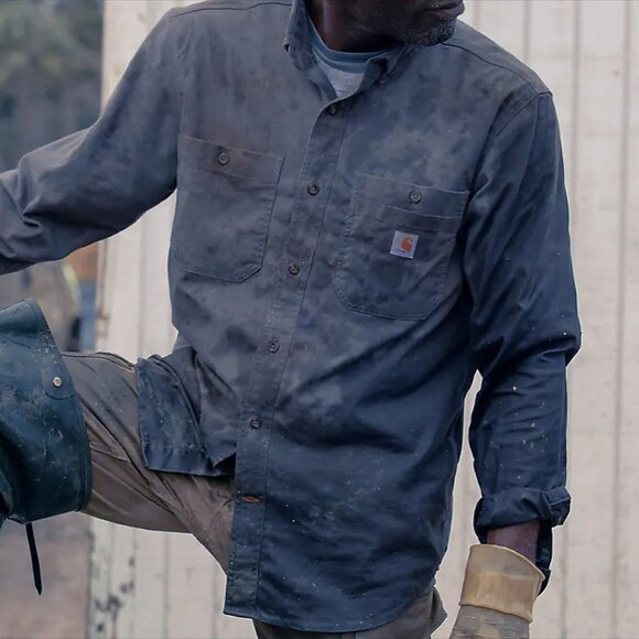 Carhartt • Men’s Rugged Flex Rigby Long-Sleeve Shirt • Medium • Navy - Picture 4 of 9